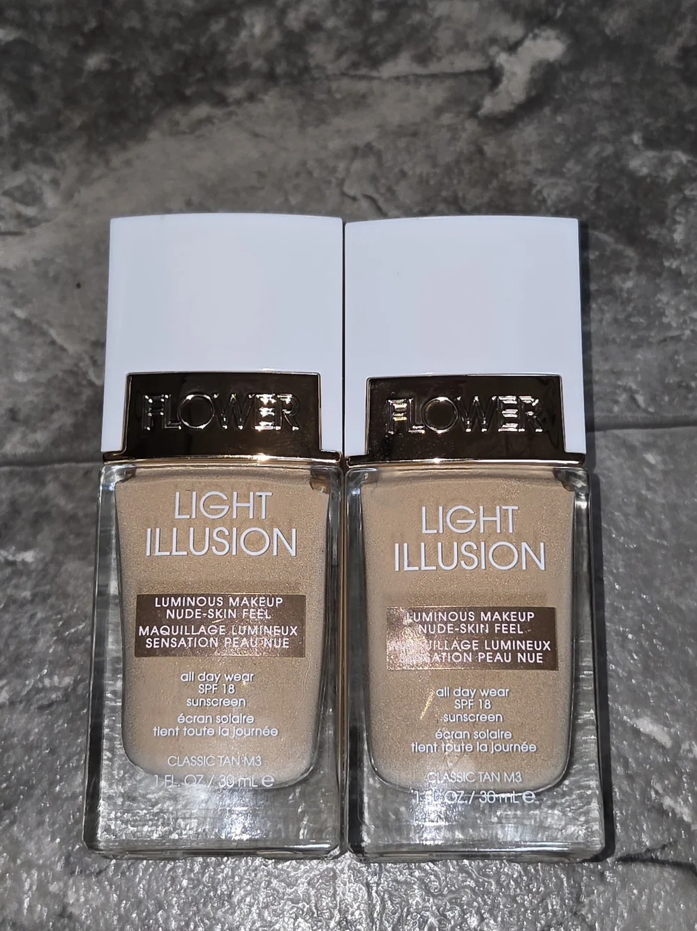 2 x Flower Beauty Light Illusion Foundation -Classic Tan 1.01fl Oz- Discontinued